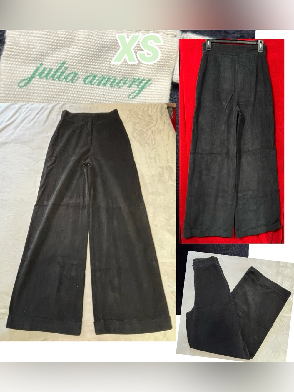Julia Amory Beaufort High Rise Corduroy Wide Leg Pants Black Size XS